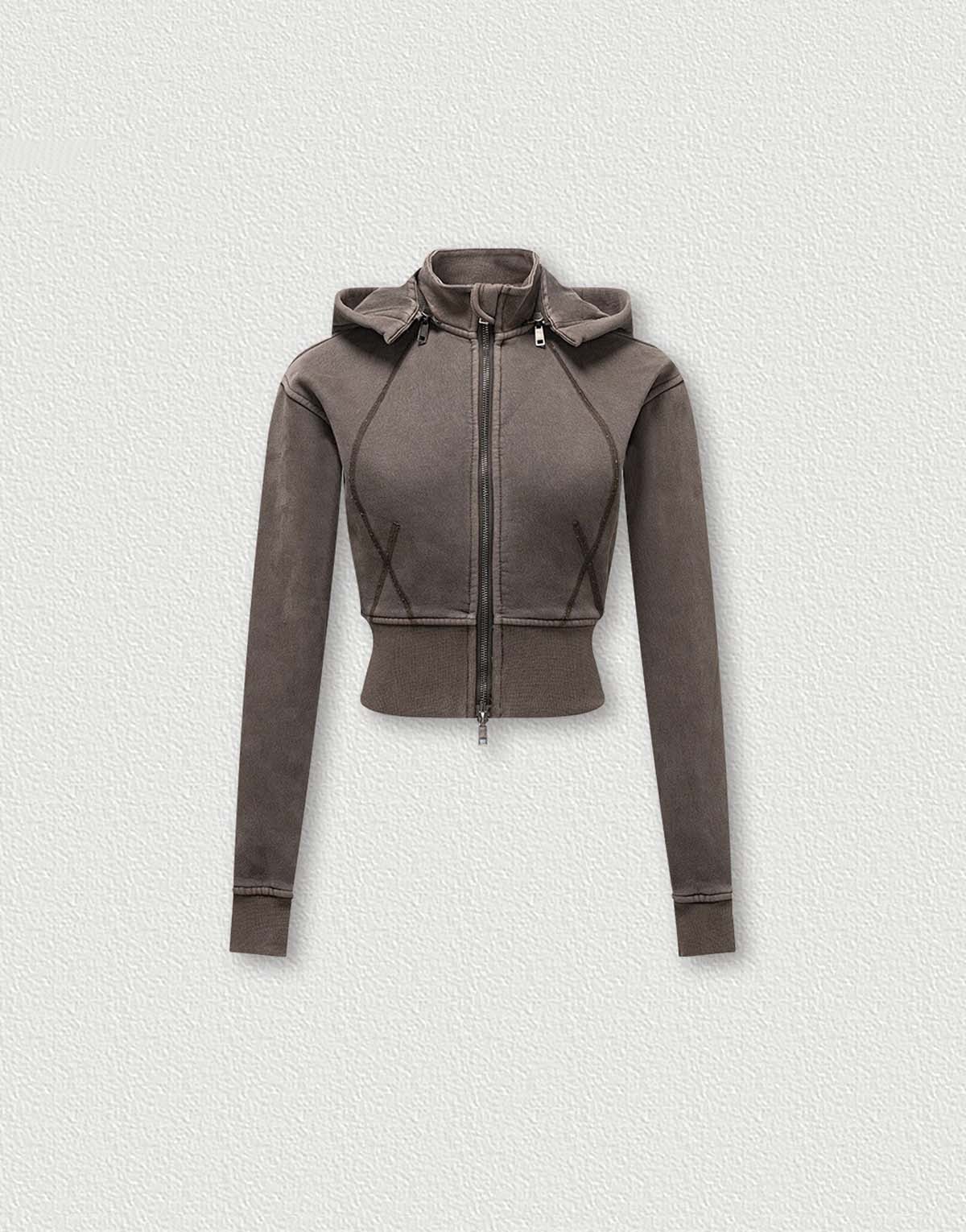 Women's Removable Hood Lulu Cropped Sweatshirt-wh287-2